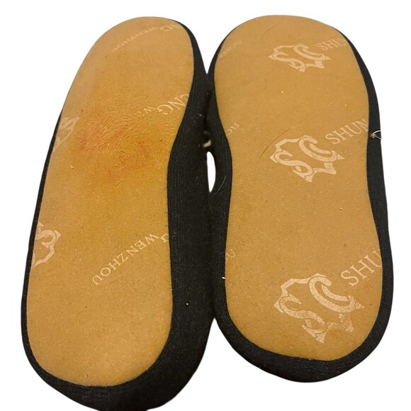 Nordstrom Lingerie Luxe Cashmere Slippers Black Tan Bow XL NWT Holiday Gift - Picture 3 of 12